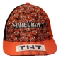 Preview: Frontalansicht: Minecraft Basecap für Kinder. Farbe Orange mit TNT Blöcken die aus dem gleichnamigen Spiel bekannt sind